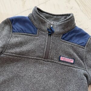 Vineyard Vines Boys Quarter Zip Heather Gray & Navy Pullover Sweatshirt size 6